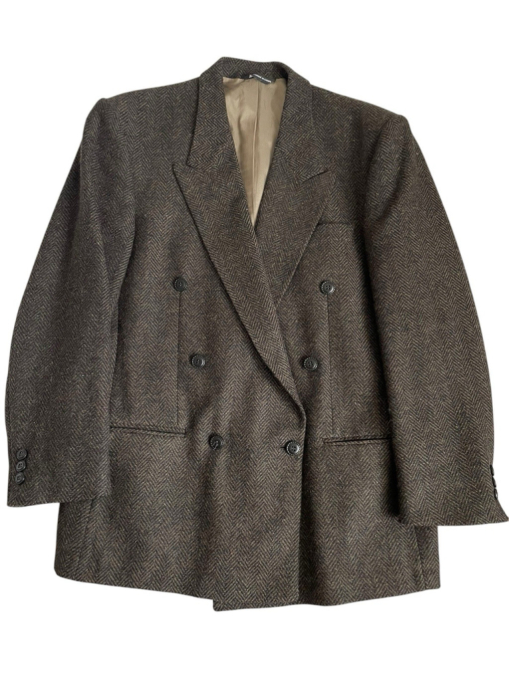 Scotland Tweed Blazer Mens 40S Double Breasted 6 Button Sport Coat Herringbone